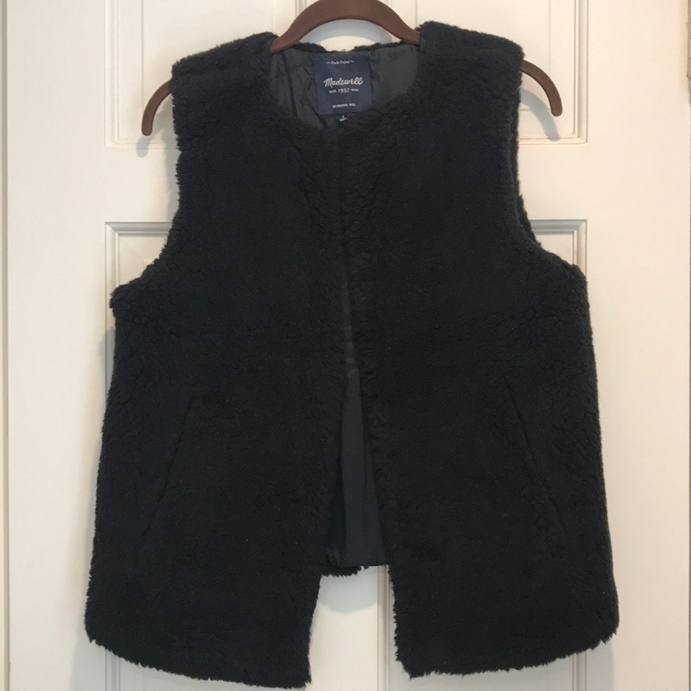 Madewell black fur vest
